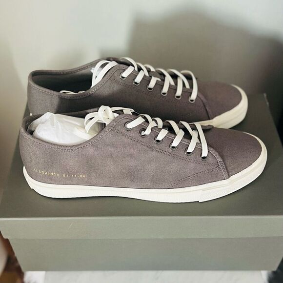 ALL SAINTS Theo Canvas Sneaker Tennis Shoe, Charcoal Gray, Size 10, NWT - Picture 4 of 16